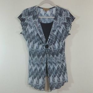 Notations Black White Tunic Layered Look L